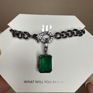 Elegant Green Pendant Necklace with Black Chain